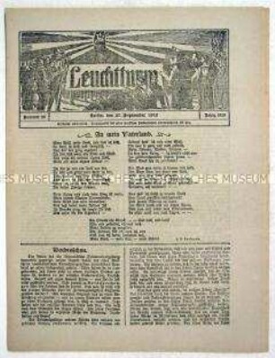 Nachrichtenblatt "Leuchtturm" mit Meldungen von verschiedenen Kriegsschauplätzen