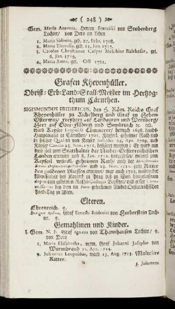 Grafen Khevenhueller - Graf von Osteschau