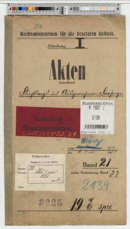Flüchtlings- und Ausgewiesenen-Fürsorge. Nichtbeamte. Allgemein: Bd. 21