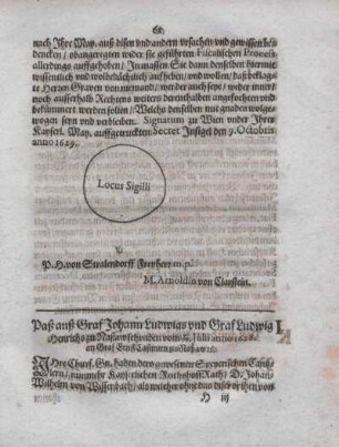 I. Paß auß Graf Johann Ludwigs und Graf Ludwig Heinrichs zu Naßaw Schreiben vom 17. Julii anno 1628 an Graf Ernst Casimirn zu Naßaw ec.
