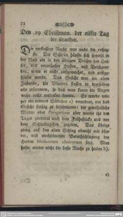 Den 19 Christmon. der eilfte Tag der Krankheit