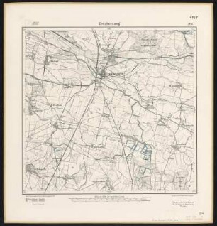 Messtischblatt [4567] = 2635 : Trachenberg, heute Żmigród, Polen, 1899 : Messtischblatt [4567] = 2635 : Trachenberg. - Aufn. 1885, hrsg. 1887, einz. Nachtr. 1899. - [Berlin] : Reichsamt für Landesaufnahme, 1899. - 1 Kt. : zweifarbig. - Ohne Gitternetz. - Ohne Planzeiger. - Ohne Zeichenerklärung.