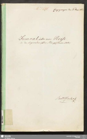 Journal über eine Reise in den bergacademischen Hauptferien 1852 - 18.7242 4.