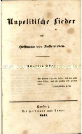 Band mit Gedichten von Hoffmann von Fallersleben