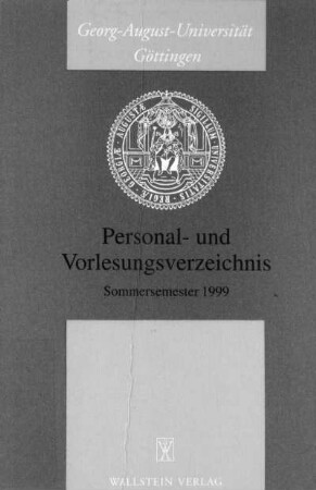 SS 1999: Personal- und Vorlesungsverzeichnis ...