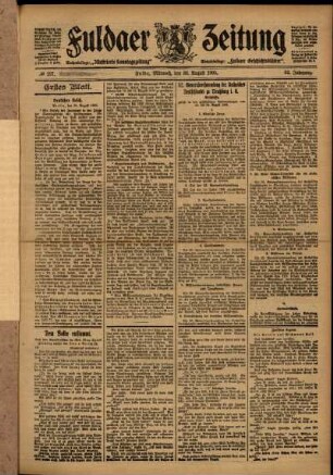Erste Ausgabe vom Mittwoch, den 30. August 1905.