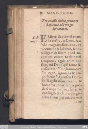 Pro auxilio divinae gratiae & Sapientiae ad bene gubernandum.