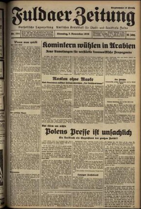 Erste Ausgabe vom Dienstag, den 03. November 1936.