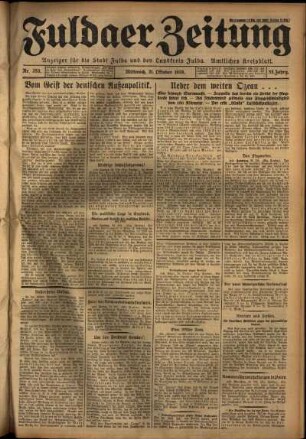 Erste Ausgabe vom Mittwoch, den 31. Oktober 1928.