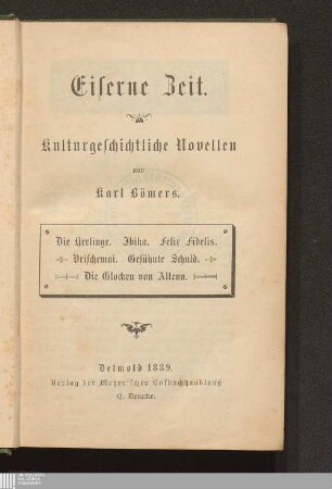 Eiserne Zeit : kulturgeschichtliche Novellen
