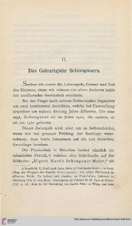 II. Das Geburtsjahr Schongauers