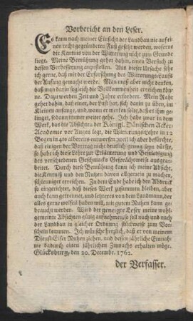 Vorbericht an den Leser
