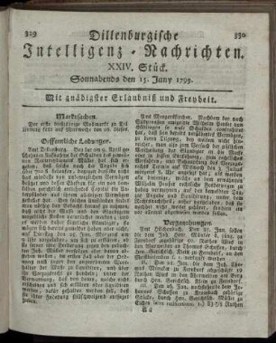 XXIV. Stück. Sonnabends den 15. Juny 1799.