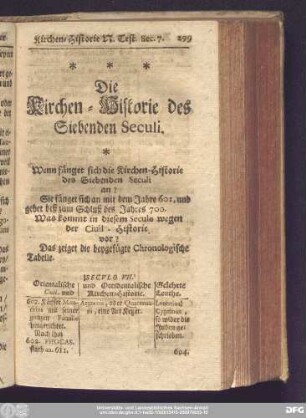 Die Kirchen-Historie des Siebenden Seculi.