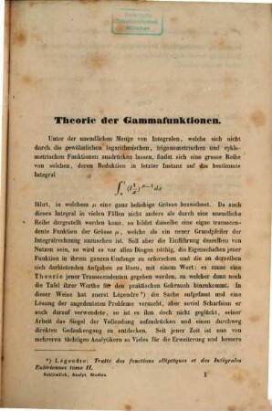 Analytische Studien, 1