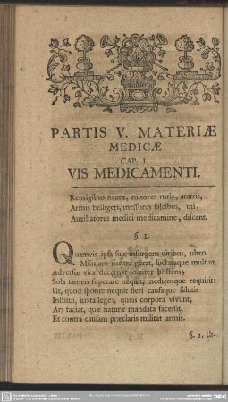 Partis V. Materiae Medicae