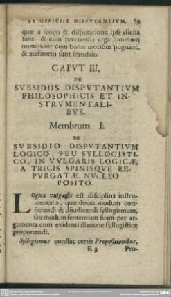 Caput III. De Subsidiis Disputantium Philosophicis Et Instrumentalibus