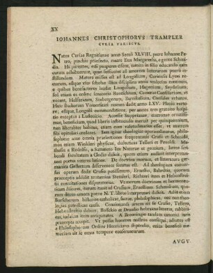 Johannes Christophorus Trampler Curia Variscus.