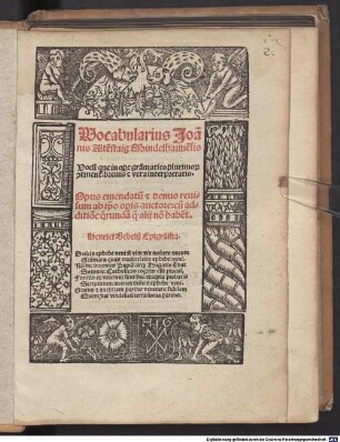 Vocabularius Joannis Altenstaig Mindelhaimensis : vocum que in opere grammatico plurimo continent brevis et vera interpretatio