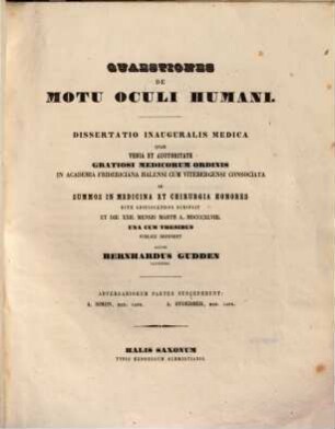 Quaestiones de motu oculi humani : dissertatio inauguralis medica