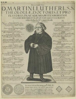 Gedenkblatt auf die Reformation mit Lutherportrait und kurzer Vita
