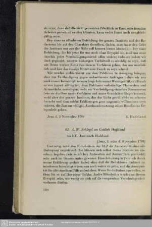 August Wilhelm von Schlegel an Gottlieb Hufeland, Jena, 03. o. 04.11.1799