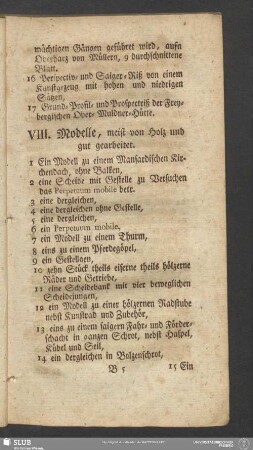 VIII. Modelle, meist von Holz und gut gearbeitet