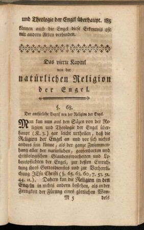 Das vierte Kapitel von der natürlichen Religion der Engel.