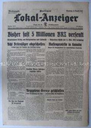 Tageszeitung "Berliner Lokal-Anzeiger" u.a. über die Zerstörung der britischen Flotte