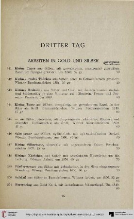 Arbeiten in Gold und Silber (Nr. 341-411)