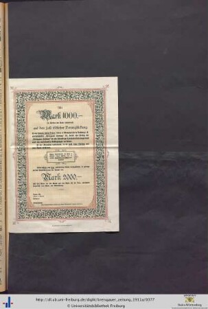 06.10.1911 Lebensversicherungspolice