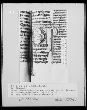 Ms 9200-01, Sancti Pauli epistolae cum glossis, fol. 199: Initiale P zu Thimotheus II