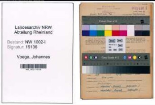 Entnazifizierung Johannes Voege, geb. 02.05.1903 (Arbeiter)