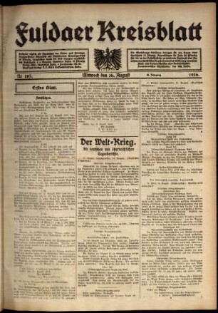 Erste Ausgabe vom Mittwoch, den 16. August 1916.