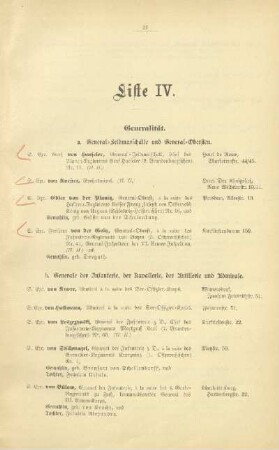 Liste IV. Generalität