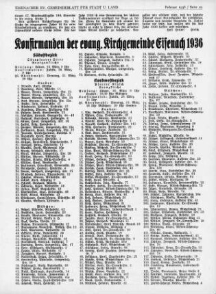 Konfirmanden der evang. Kirchgemeinde Eisenach 1936