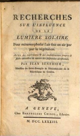 Recherches sur l'influence de la lumière solaire