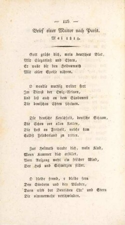 Brief einer Mutter nach Paris. Mai 1814