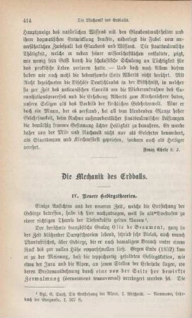 414-428 Die Mechanik des Erdballs : IV. Neuere Gebirgstheorien
