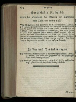 Zusaetze und Veraenderungen