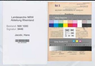 Entnazifizierung Hans Jacobi, geb. 02.03.1910 (Verw.Angest.)