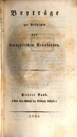 Beyträge zur Geschichte der Französischen Revolution, 4. 1795