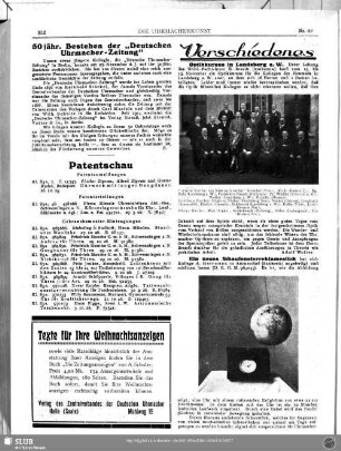 50jähr. Bestehen der "Deutschen Uhrmacher-Zeitung"