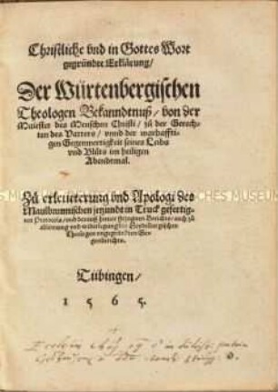 Erläuterung und Apologie zum Maulbronner Gespräch