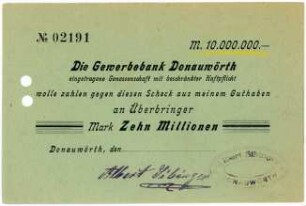 Geldschein / Notgeld, 10 Millionen Mark, 1923