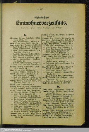 Einwohnerverzeichnis : Alphabetisches Einwohnerverzeichnis