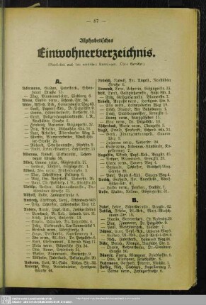 Einwohnerverzeichnis : Alphabetisches Einwohnerverzeichnis
