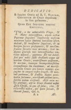 Dedicatio & supplex oratio ad B.V. Mariam