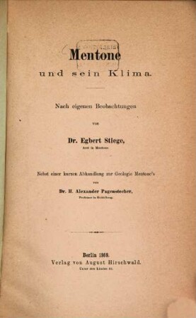 Mentone und sein Klima