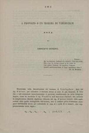 A proposito d'un teorema di Tchébychew.